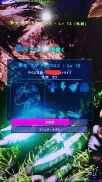 Ps4のarkについてです 写真のように恐竜をテイムできません Yahoo 知恵袋