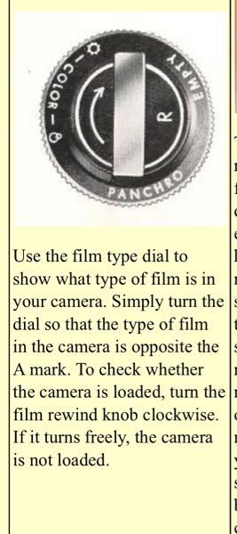 フィルムカメラに詳しい方。 Pentax spを使用しているのですが、巻き上げレバーの下にある「color」「empty」「panchro」と書いてある盤が何かわかりません。
とあるサイトに書いてあった英語の説明を載せますが、乏しい英語力で解釈してみたところ
「ダイヤル回してマークあるところを、カメラの中に入ってるフィルムの種類に合わせてね。カメラの中にフィルムが装填されてるか確かめるために...