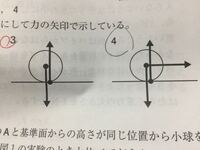 理科の小球に働く力。 斜面と水平面を滑らかに繋いだレール上の上から、小球を離すと、水平面を運動する小球に働く力は、なぜ3になるのでしょうか？私は、4と思ったのですが…
(摩擦や空気の抵抗は考えない。)