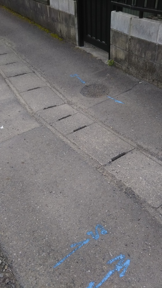 今朝気付いたのですが自宅の前の道路に謎の印がしてあったのですが 