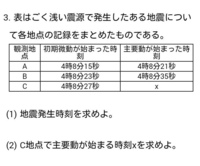 理科の地震発生時刻の問題についての質問です 距離が書いてない問題なのでよくわか Yahoo 知恵袋