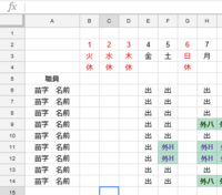 スプレッドシートで添付した画像でf列の5日の外hに該当する人の苗字のみ Yahoo 知恵袋