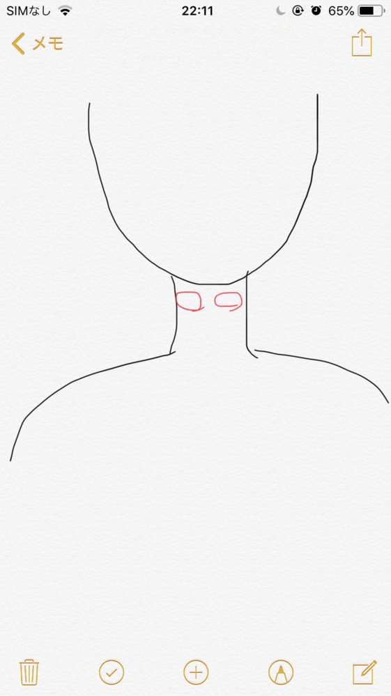 喉の左上部分を押すと痛いです。 図の部分を写真のように指で押すと痛みがあり... Yahoo!知恵袋