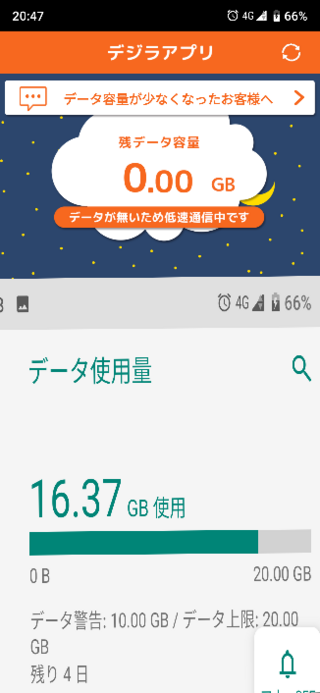 スマホのデータの読み込みが遅いから確認したら デジラでは上限 Yahoo 知恵袋