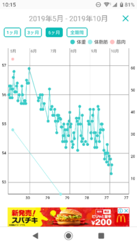 理想的な体重グラフは 私はダイエットを始めて２ヶ月経ちました はじめた頃よ Yahoo 知恵袋