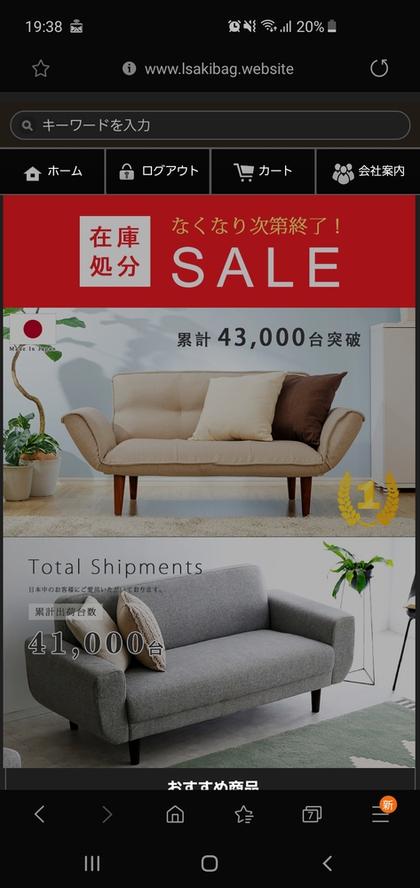 先月にインスタの広告で見つけた｢ソファ専門販売ストア|disetuso 