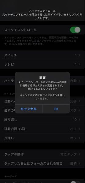 iPhoneXRなのですが、スイッチコントロールを使用しようとするとこ