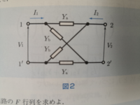 この回路のY行列のうちI1とV2の比の求め方が分かりません。もし分かる方いらっしゃいましたら、ご教授下さい 
