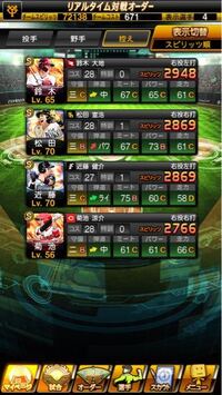 プロスピのリアタイの打順のアドバイスを下さい 1番セカ Yahoo 知恵袋