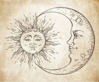 よく月と太陽に顔が描いてあるオブジェのような絵ってあるじゃな Yahoo 知恵袋