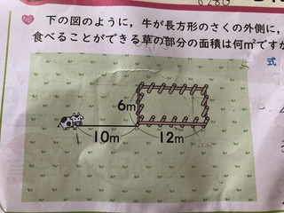 小学6年生の算数の問題です 図のように 牛が長方形のさくの外側に 10 Yahoo 知恵袋