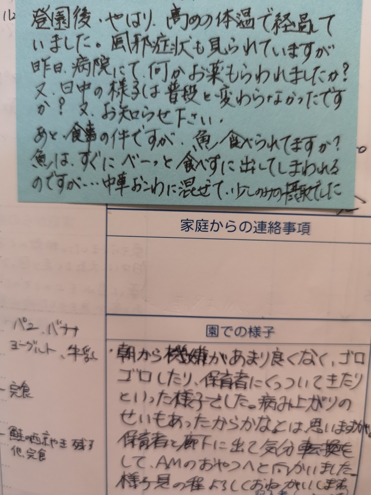 連絡帳 病み上がり に関するq A Yahoo 知恵袋