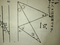 Xの角度を求める問題です 答えは50度と出ているのですが考え Yahoo 知恵袋