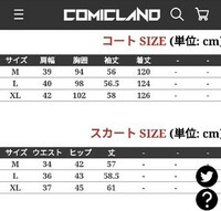 コートのサイズについて コミックランドにて東方天乙統女のコスプレ衣装を買おうとしているのですが、このサイズ感はどうなのでしょう？サイトによると平置き採寸だそうです。
日本女性サイズだと、どれに相当するでしょうか？