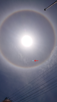 太陽の周りの丸い虹を写真で撮った時に写るこの光の点はなんですか Yahoo 知恵袋