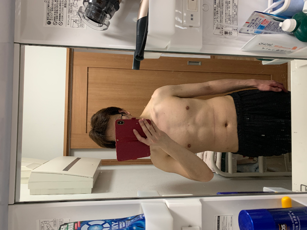 閲覧ありがとうございます！ 現在、28歳の男です。 写真の通り、体つきが貧相なので胸筋、腹筋を鍛えてデカくしたいのですがどのようなトレーニングを行えばいいのでしょうか？ また、食事コントロール等についてもアドバイスを頂きたいです！ プッシュアップバー、腹筋ローラー、10キロダンベルx2、プロテインはあります！ 筋トレガチ初心者ですが、やる気だけはありますのでご回答頂ければ幸いです！ よろしくお願いします！！