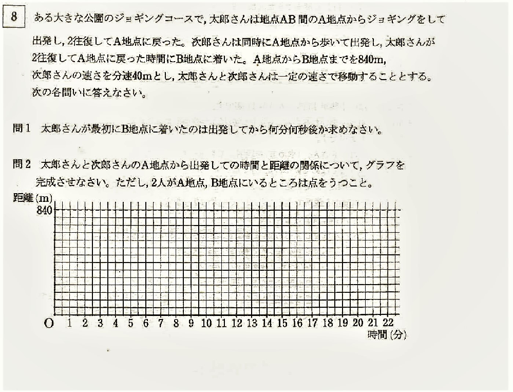 たぶん 旅人算だと思うんですが 息子の宿題で問４の考え方が分 Yahoo 知恵袋