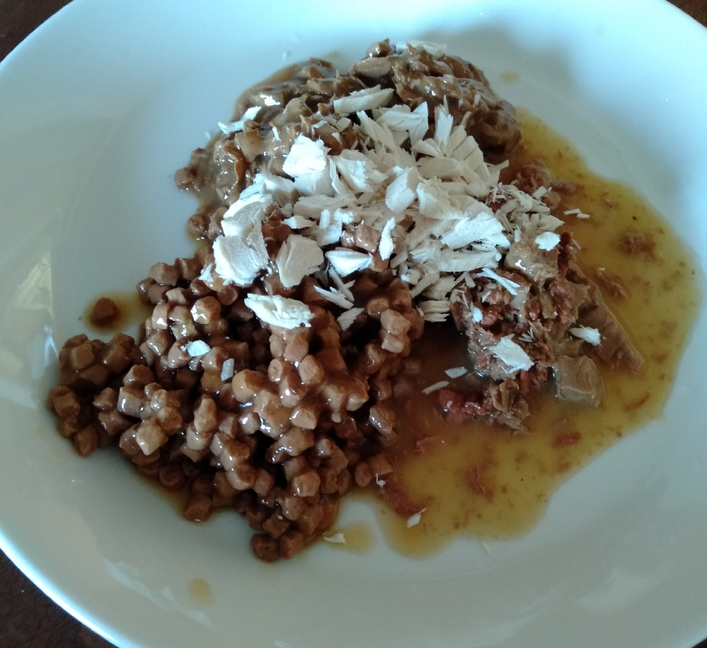 昼ごはん猫様のほうが良い物食べてるかも？ - う～ん、うちのは年寄り 