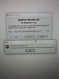 パソコン初心者です Optifineをインストールしようとしてもエラー Yahoo 知恵袋