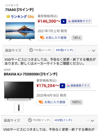 テレビの比較について75インチのテレビを検討中です Sony Yahoo 知恵袋