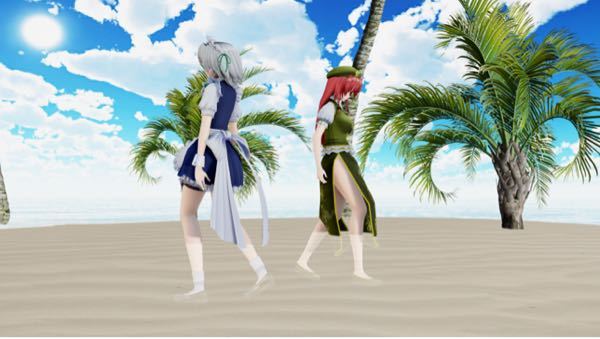 MMDのRay-MMDを使ってモデルを読み込み、孤島ステージを入れたの 