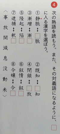 熟語の読み方と対義語を教えてください 対義語の方の読み方も教えてくださ Yahoo 知恵袋