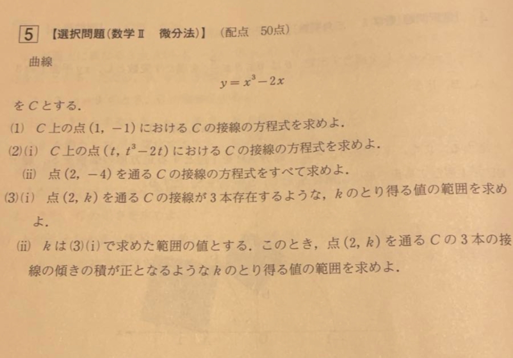 第3回全統高二模試数学II微分の問題です解答が気になるのでどなたか