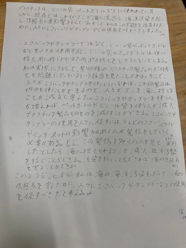 600字程度の小論文の採点をお願いします テーマはプラスチッ Yahoo 知恵袋