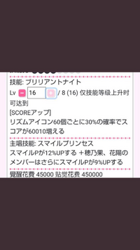 スクフェスにて特技レベルブーストの９以降 レベル16 の数値 Yahoo 知恵袋