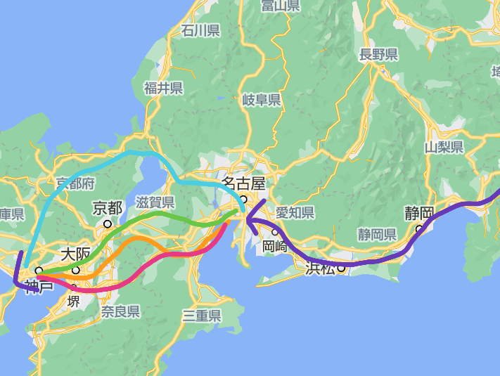 明石海峡大橋へ行くためにオススメの下道ルートを教えてほしいです。神奈川県横浜から明石までオール下道の課金無しを条件として向かうことを考えています。 バイクひとり旅で、PCX150という原付のよう...