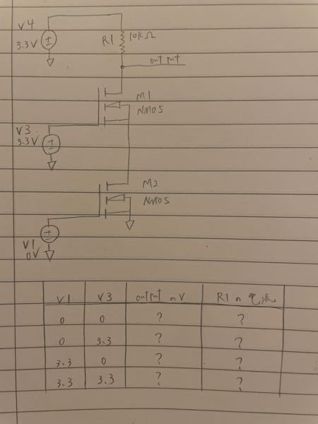 電気回路内のNMOSの役割はなんですか？ この問題の解き方を教えてください