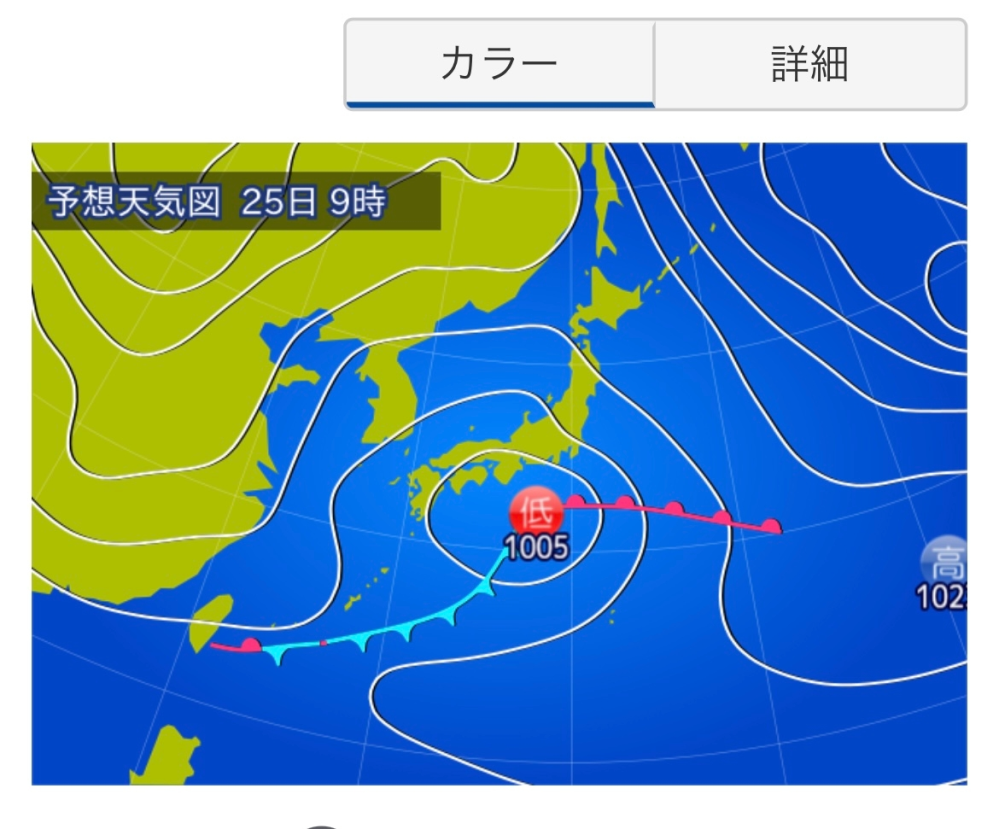 天気図についての質問です。 25.26日と淡路島に旅行に行きます。 この天気図では雨は降りそうでしょうか？ よろしくお願いします。