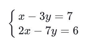 次の連立方程式を代入法で解きなさい。