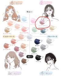 私はブルベ夏なのですが、以前赤丸で囲っているライラックアッシュというものを買いました。ブルベ夏で可愛い色って言ったらわたし的にこの色しかないなと思っていて、イエベの方可愛い色っていうか私が着けたい色が あります。よく、インスタとかTwitterで似合わない色つけたら顔色が悪く見えるとかあって悩んでいます。
イエベのマスクでもブルベ夏が似合うやつってないですか？？