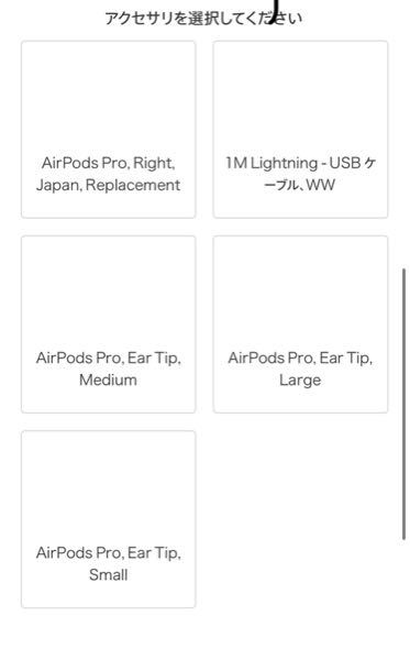 AirPodsproの片耳を失くしました。Apple Storeにて片耳買おうとしたのですが無くした方は左なのですが右しか表示されません。どうすればいいでしょうか。