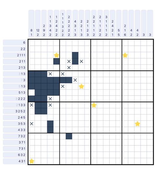 ノノグラム ピクロス のこっからの解き方がわかりません ヒント Yahoo 知恵袋