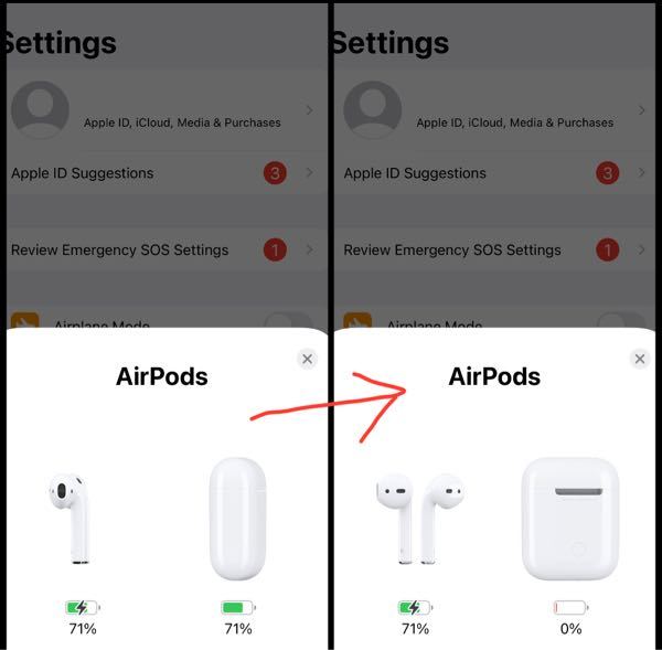 機械、Apple製品に詳しい方… Airpodsが画像のように、開くたび一瞬でケース充電0%に切り替わります。また、充電満タンにして持ち歩いても、いざ使おうと思うとケースも本体も2パーとか0パーで使えなくなります…。 接続し直してみたのですが,,,だめでした それでも治らない場合、これはバッテリーか何かの問題ですか?? なんの修理をすれば治りますでしょうか(海外のショッピングモールで5年ほど前に買ったのでappleの修理はできないです(・_・;