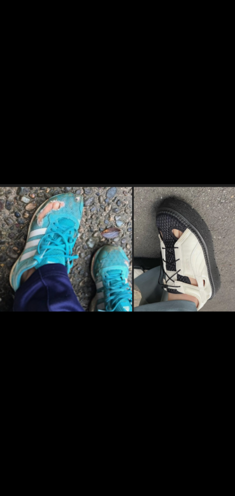 この右の靴のデザインと左の靴のデザインは似ていますか？