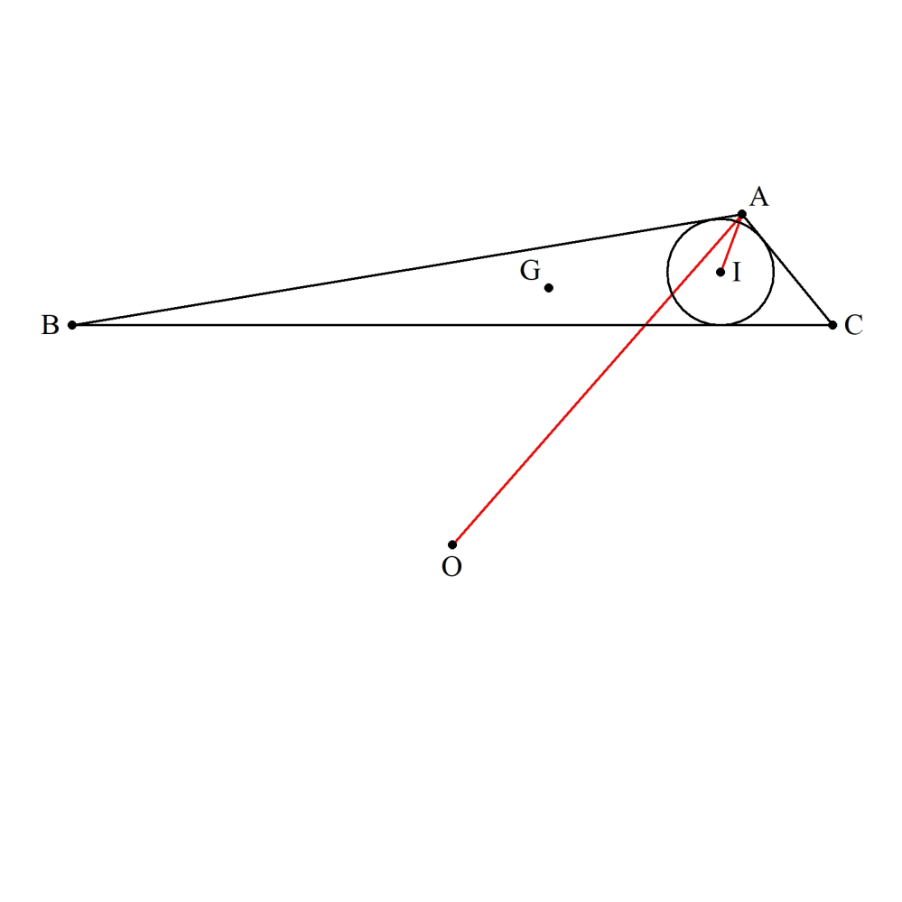 ∠BAC=120°の三角形ABCがあります。 その外心をO、内心をIとします。 (∠B≦∠C) このとき、 ∠IAO=30°-∠B・ を証明してください。 (創作問題142)