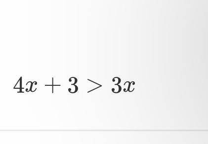 この一次不等式を解いたらX＜-3 になりました。 ですが答えはX＞-3 でなぜそうなるのかが分かりません。符号が変わったら不等号は反対になるんじゃないんですか？ 友達に聞いたら場合分けを知っていなければ解けないと言われて、場合分け？となりました。 場合分けの意味となぜX＞-3になるのかがわかる方 回答お願いします！