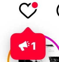 画像にある、インスタのハートマークのところに通知が来ると赤い
