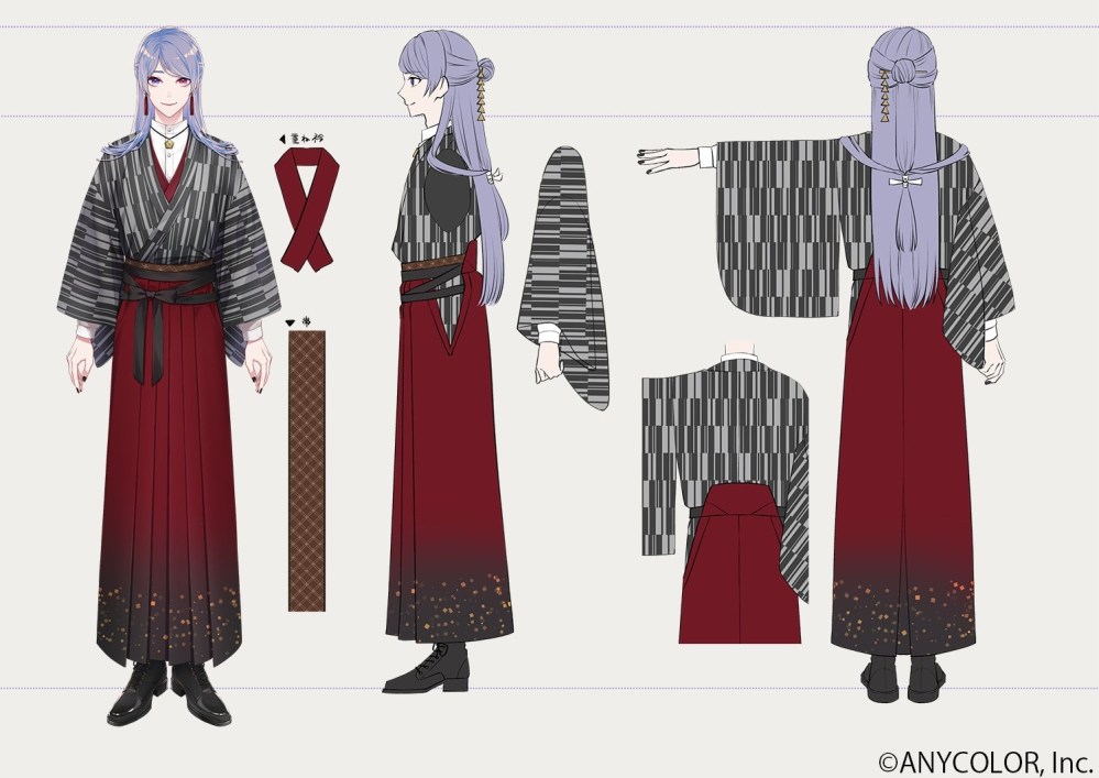 【A様】にじさんじ　弦月藤士郎　フェスTの下の袴 にじさんじVtuber弦月藤士郎さんの着物のこの灰色と黒の柄