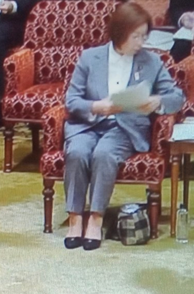 文部科学大臣の永岡のおばちゃん、カバン置いてますが、国会に何を持ってきているのですか？
