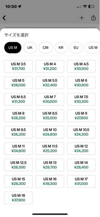StockXのサイズが分かりません26.5cmなのですがどれ - Yahoo