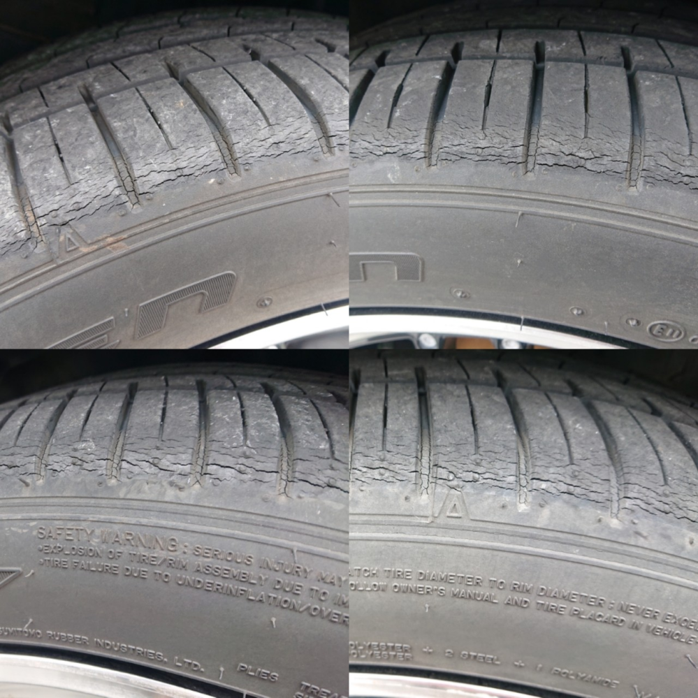 タイヤのひび割れについて半年ほど前の車検時にタイヤのヒビ割れ 