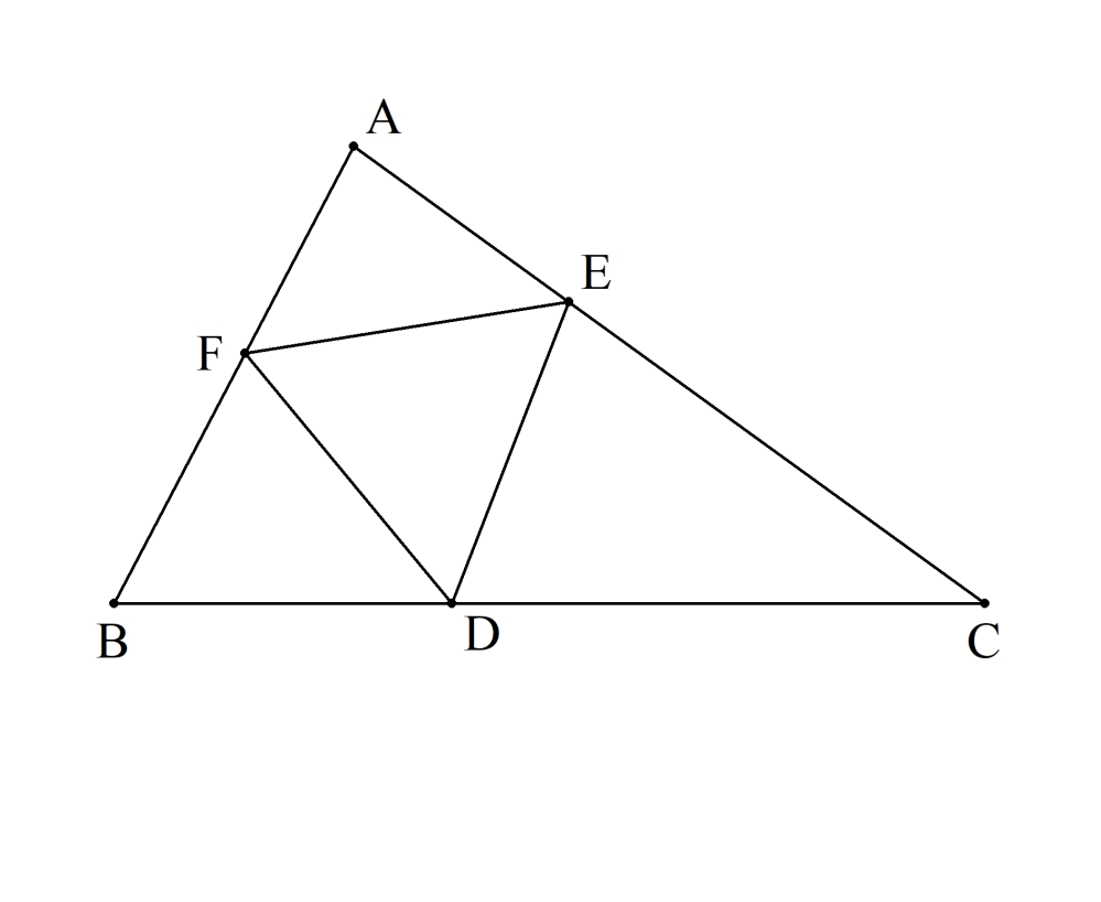三角形ABCの三辺(BC、CA、AB)上に頂点を持つ正三角形で最小の正
