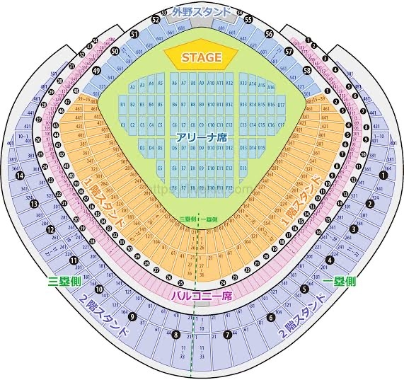 東京ドームの座席の見方がわからないのですが、24ゲート41通路3塁側1... - Yahoo!知恵袋