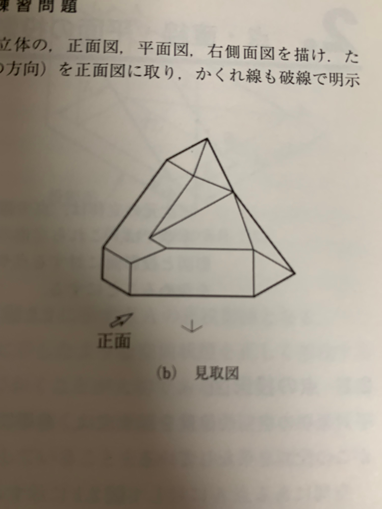 画像の立体図を三面図にしたいのですが書けません。教えてください（т-т）