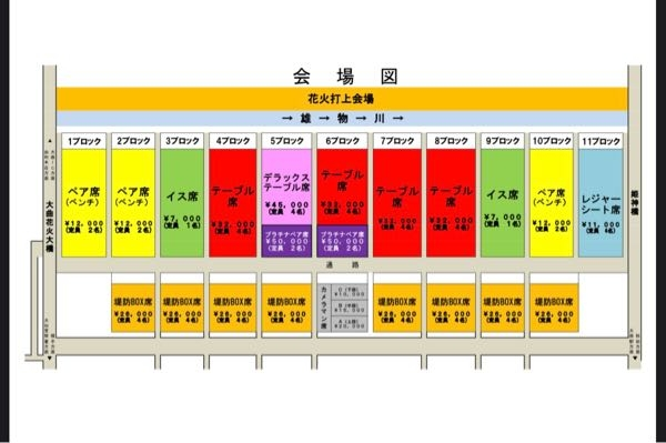 2023大曲花火の席の見え方について写真の「イス席」（3ブロックor9... - Yahoo!知恵袋