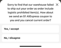 AliExpressで、ある商品を購入しようとすると、「この